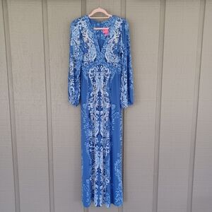 mauve purple maxi dress Mauve Pleated Puff Sleeve Matenrity Maxi Dress Medium